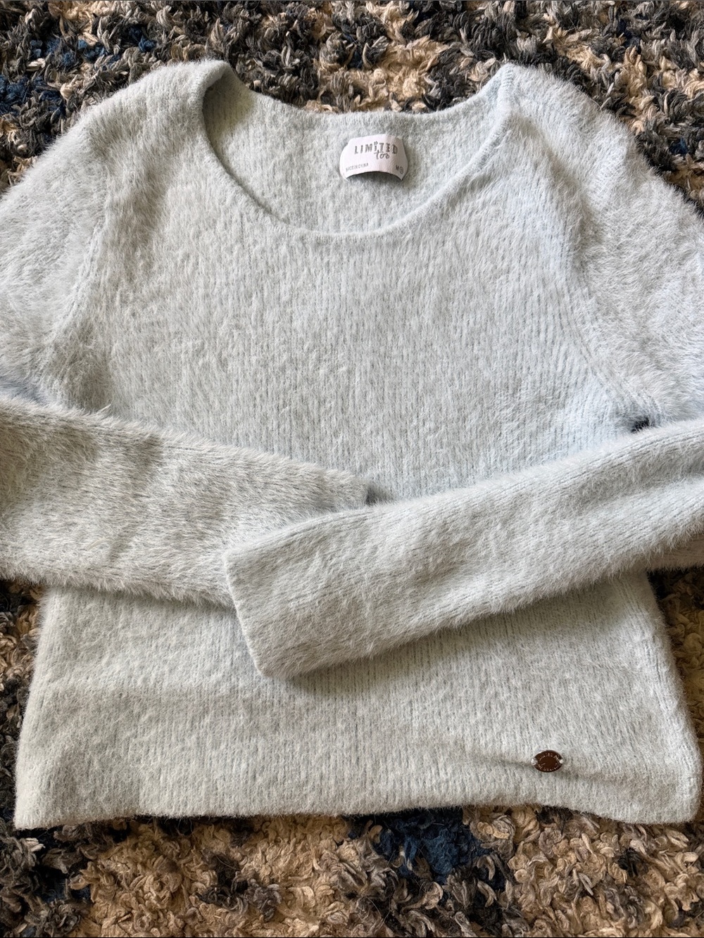 Limited Too girls light blue  Fuzzy Crewneck Croppes Sweater